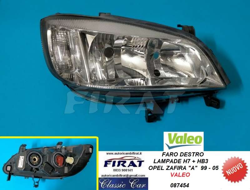 FARO OPEL ZAFIRA A 99 - 05 H7+HB3 DX (087454)
